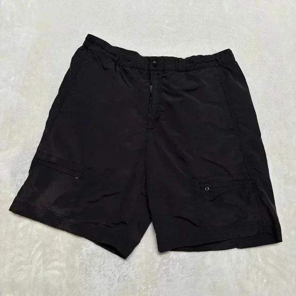 Vintage L.L. Bean Mens Swim Trunk Shorts Large Dark‎ Grey Lined Nylon 0DRK1