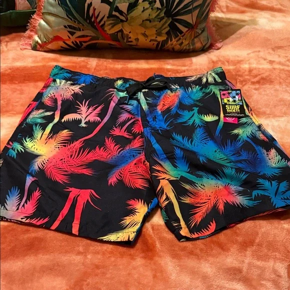 Surf Society Men's Tropical Swimwear Trunks Board Shorts Size L (NWT)