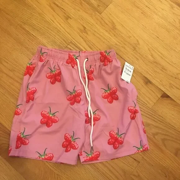 Petals and Peacocks small pink butterfly swim short trunks