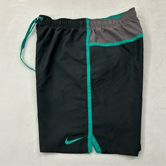 Nike Athletic Gray & Teal Lined Surf Beach Pool Swim Trunks Board Shorts Mens XL