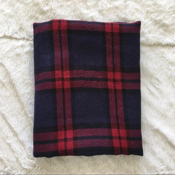 Lightweight Large Red & Blue Plaid Scarf