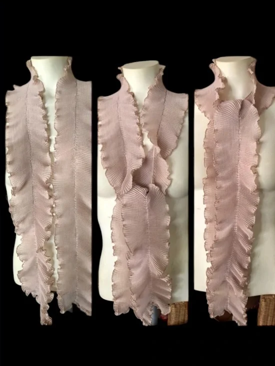 Vintage Beige Ruffle Scarf