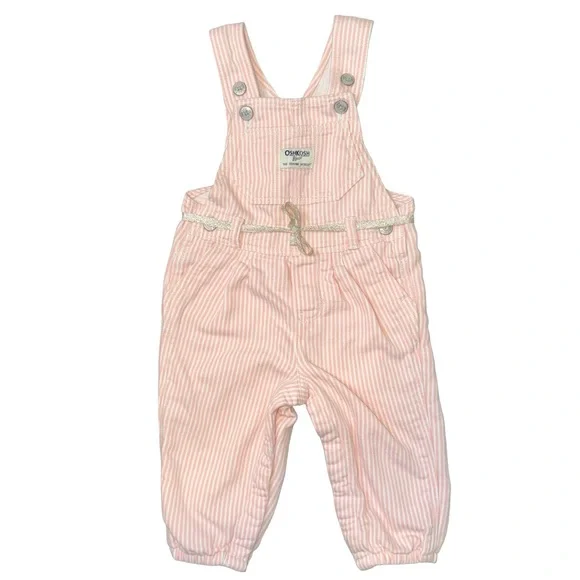 OshKosh B'gosh Pink Striped 12 month Overalls‎