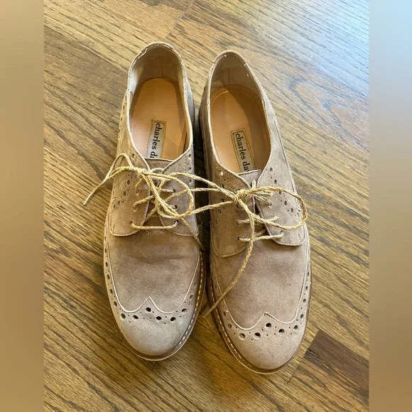 Charles David Woman’s Light Brown Tan Oxfords Wingtip Sz 8 Eclectic Grandpa