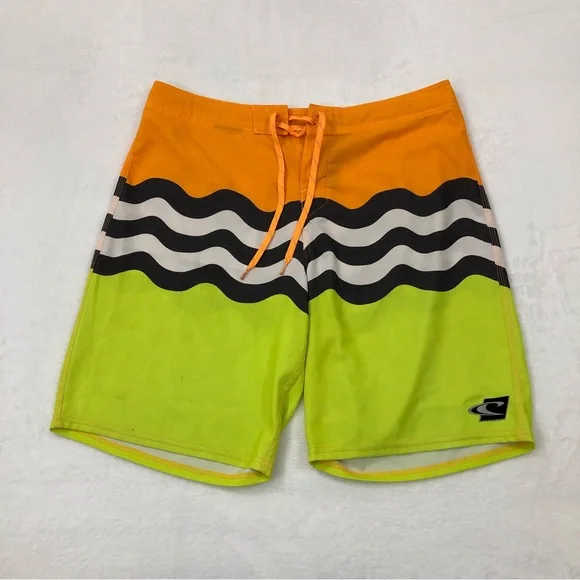 O’NEILL Jordyfreak Neon Orange & Yellow Surf Swim Trunks Board Shorts Men’s 34.