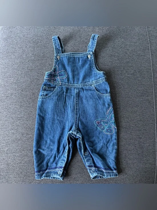 VTG Y2K Baby Oshkosh Overall Butterfly Embroidered Baby Girl 6-9M