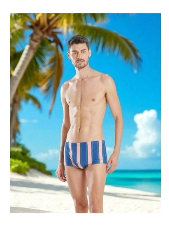 new Blueman ✪ Brazilian Sungão Men’s Boxer Swim Trunks ✪ Caminho Stripe ✪ XL