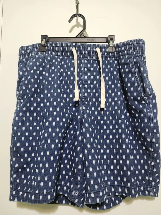 Old Navy Navy Blue Printed Swim Trunks with White Drawstring
