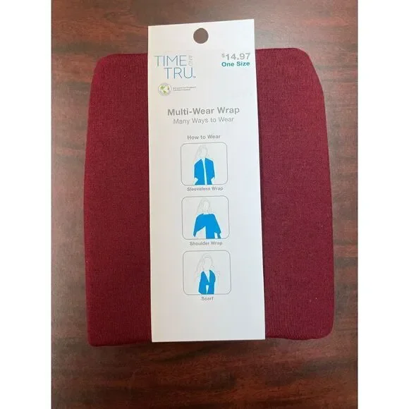 NWT Time and Tru Multi-Wear Wrap In Red