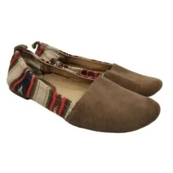Latigo Bettie Southwestern Aztec Suede & Leather Ballet Flats Shoes Size 10