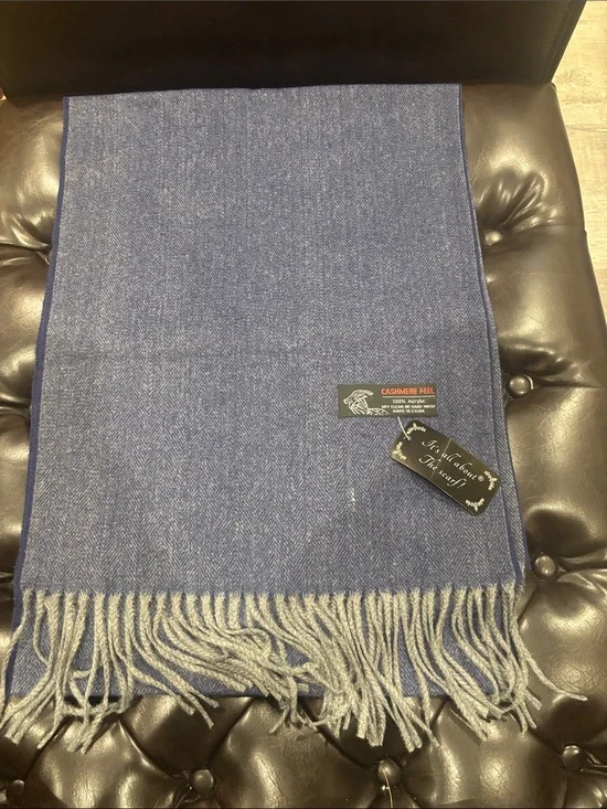 Unbranded Blue Cashmere-Feel Scarf