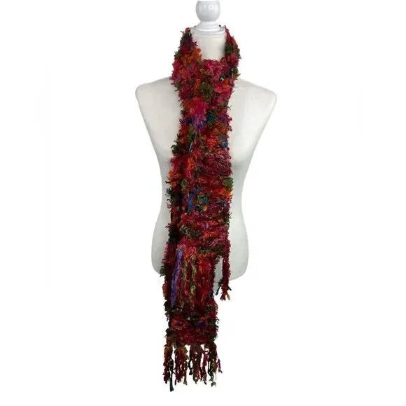 Rising Tide Boho Silk Blend Colorful rectangular scarf 5” x 72”