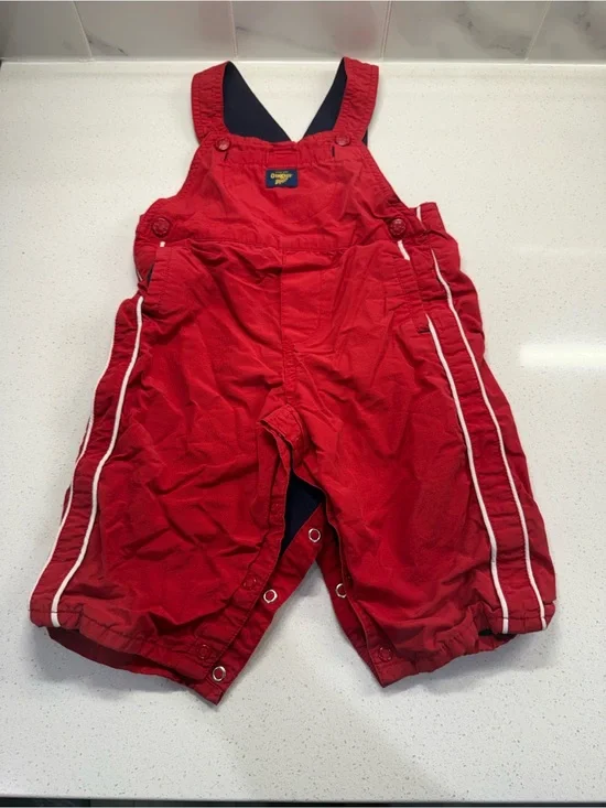 OshKosh B'gosh Red Kids Overalls with White Piping