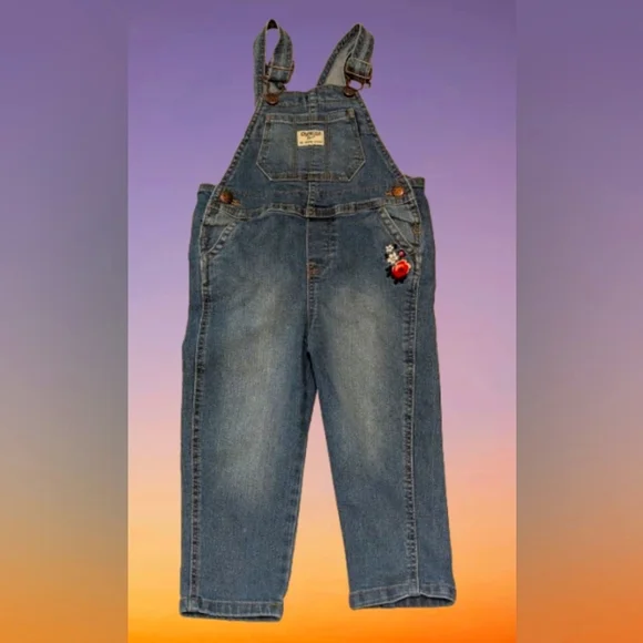 Cute Floral OshKosh B'gosh Denim Blue Kids Overalls 3T