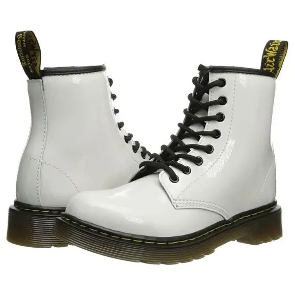 Dr. Martens style 1460 Combat Boot White Patent leather Girls Size 5