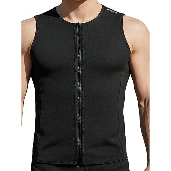 Dizokizo Wetsuit Vest Men S Black Excellent 3mm Neoprene Front Zip Sleeveless