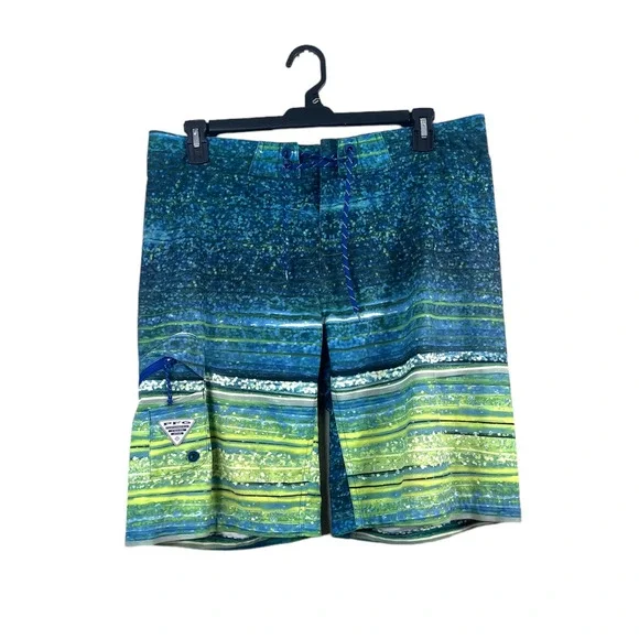 Men's Blue and Green Columbia Swim Trunks 36