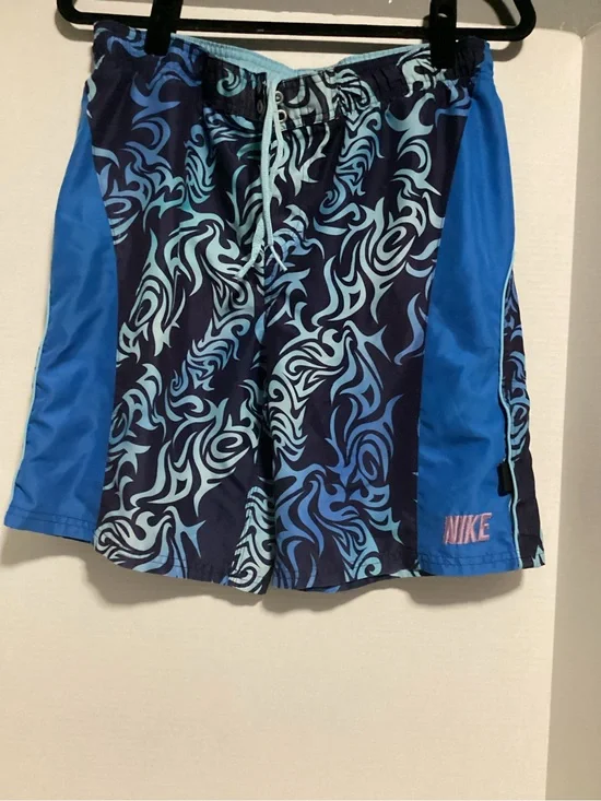 Nike Men’s Blue Navy Aqua Patterned Swim Trunks