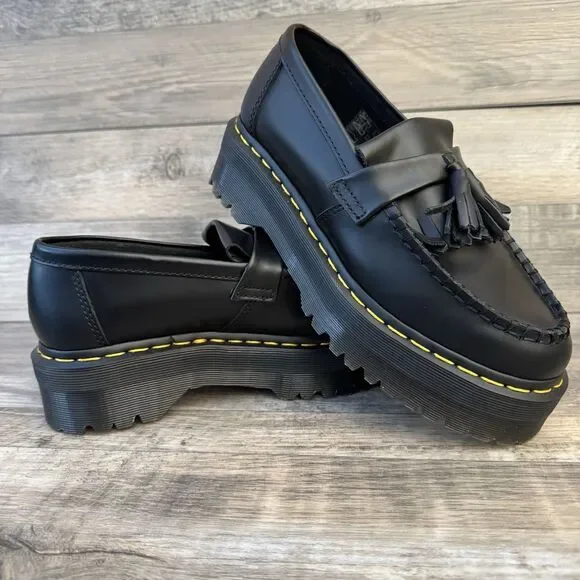 Dr. Martens Adrian Quad Tassel Loafer Black Leather Women 8, 7 Men EU 39 NEW