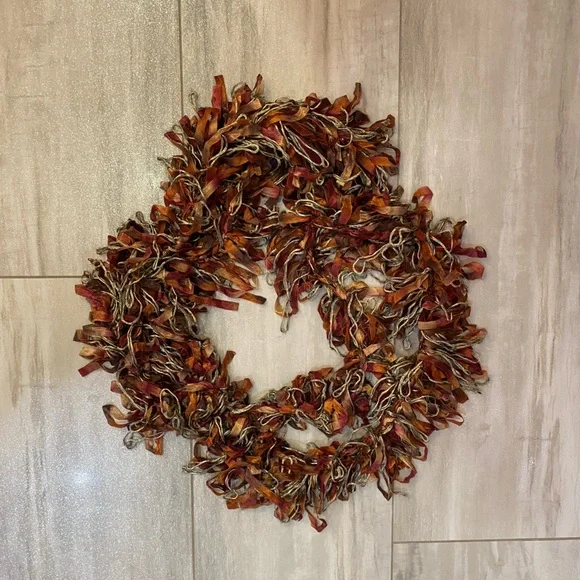 Autumn Rust, Orange and Brown Tied Loop Yarn Handmade Neck Wrap Scarf