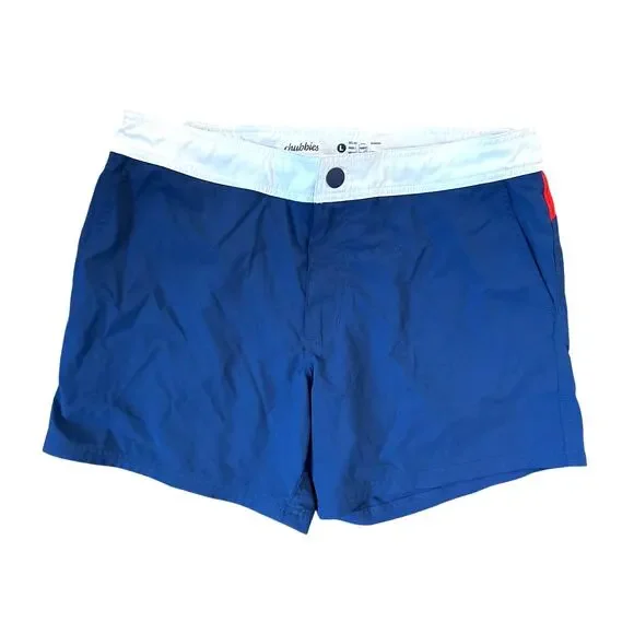 Chubbies Board Shorts in Color Block Red White Blue Size Large
