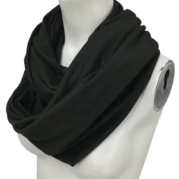 Beyond Yoga Pocket Infinity Scarf Black Zipper Hidden Neck Warmer Athletic