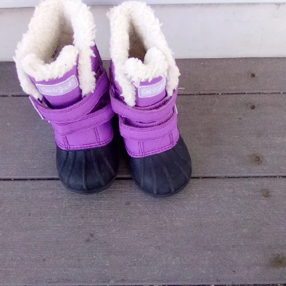 Cat & Jack Kids Boots in Purple and Black have a little Stain
