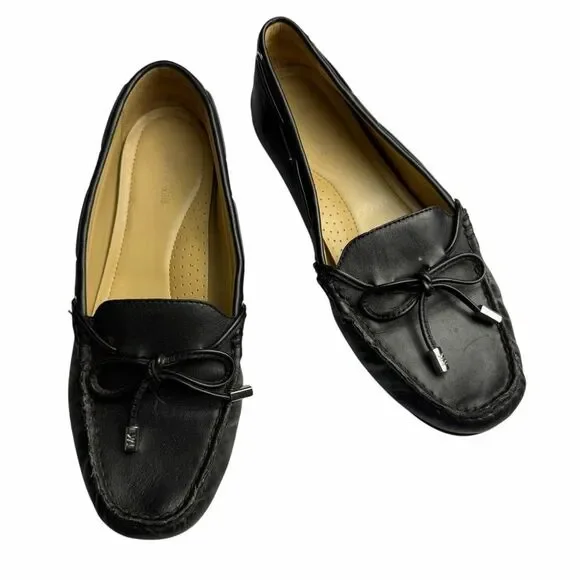 Michael Kors Black Leather Women’s Sutton Moc Leather Slip-Ons size 7.5