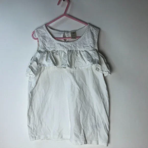 Oshkosh B'gosh Girls White Ruffle Tank Top Size 10/12‎