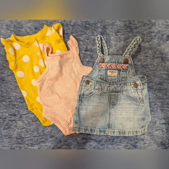 OshKosh B'gosh 3M Denim Overall Dress with Bodysuits