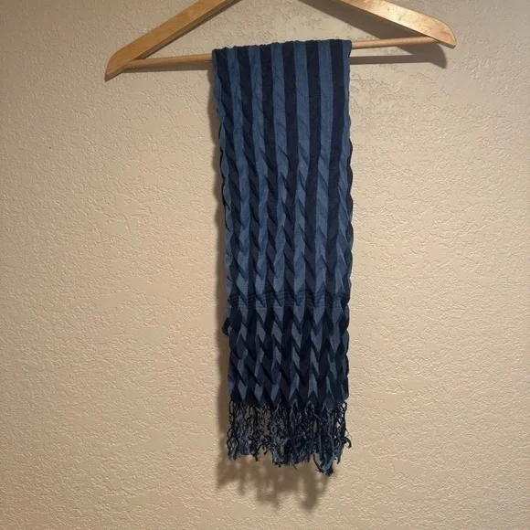 NWT Striped Blue Scarf with Fringe