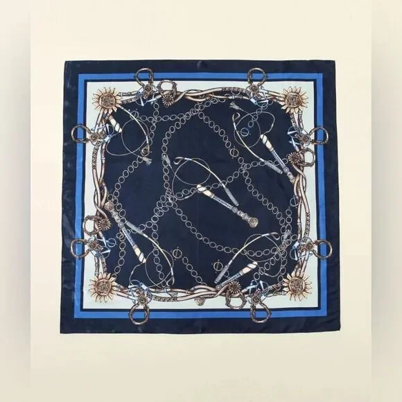 Elegant Blue and Gold Scarf G32