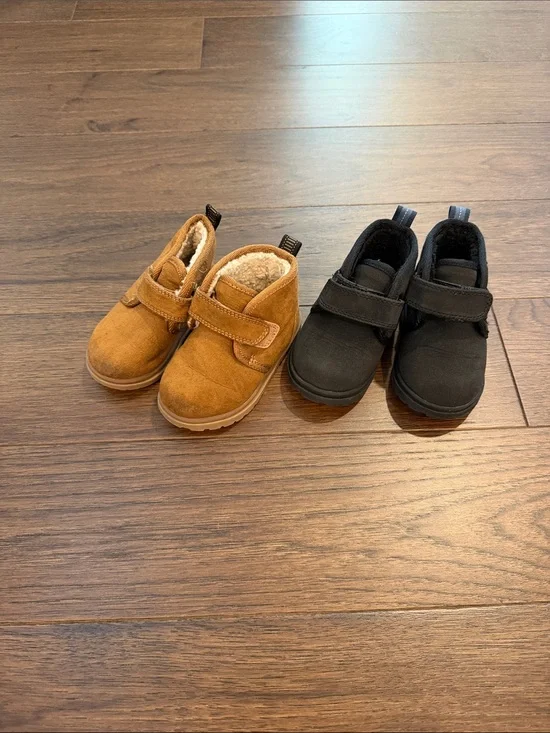Cat & Jack Toddler Boys Cozy Velcro Winter Boots Set of 2 Size 5 - C34-127