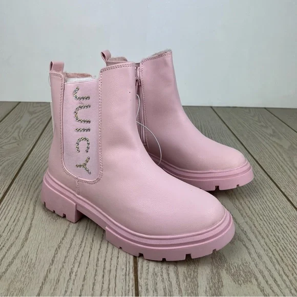 Juicy Couture Girl's Carlsbad Gem Embellished Boots 4 Kids Pink $50 FB3090
