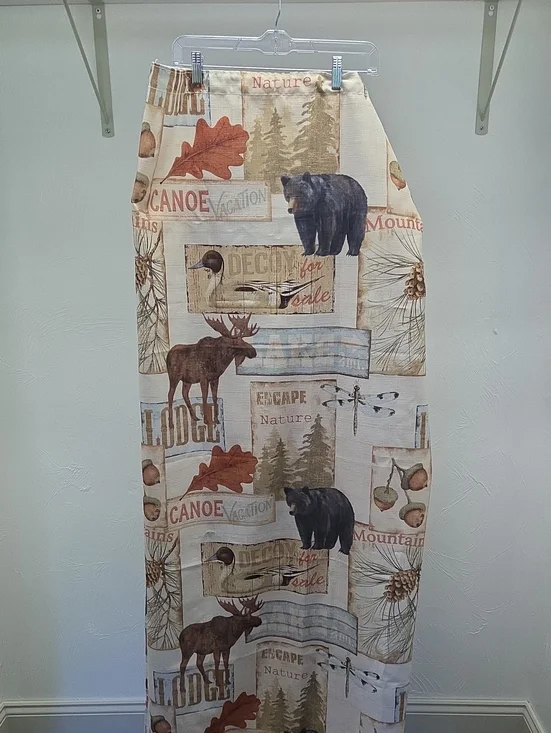 Rustic Lodge Bear & Moose Print  Shower Curtain - Cream Brown