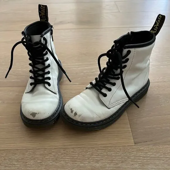 Dr. Martens Kids' 1460 Romario White Leather Boots