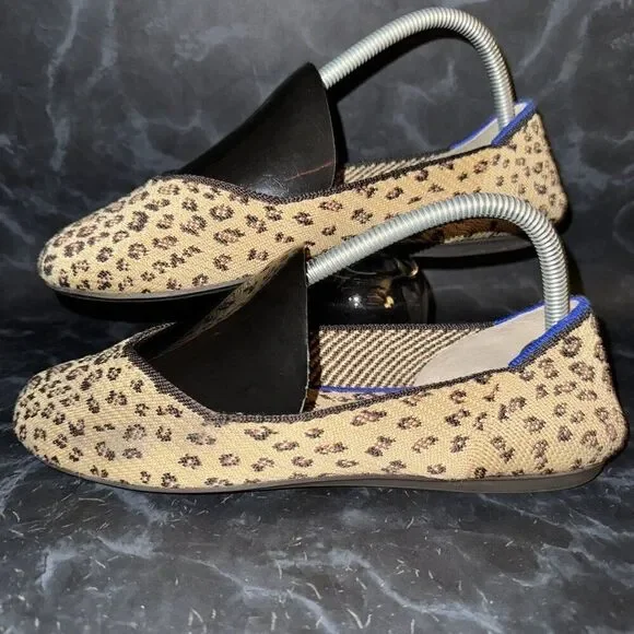 Rothy's The Flat Cheetah Print Knit Slip On Ballet Flats Shoe Womens Size 8.5
