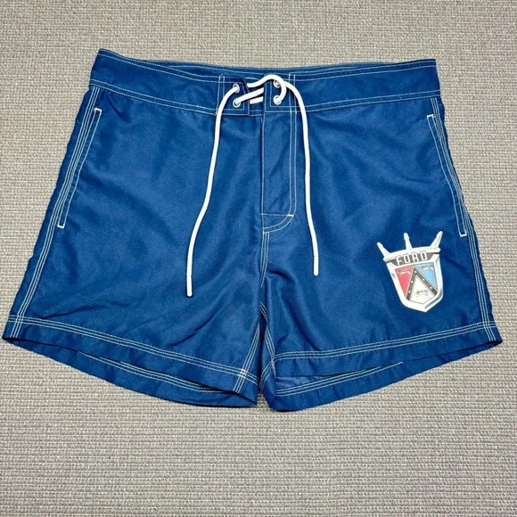 PacSun‎ Ford Motors Board Shorts Mens 32 Navy Blue Swim Trunks Vintage Logo 9170
