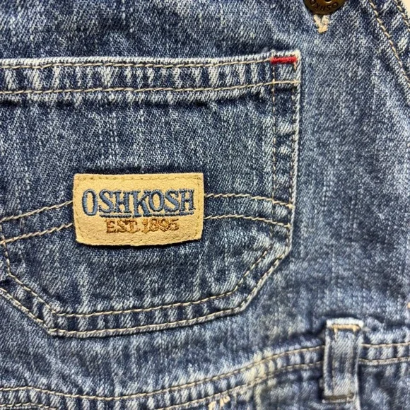 OshKosh B'gosh Baby Denim Overalls Plaid Lining Size L‎ 6/9 Months