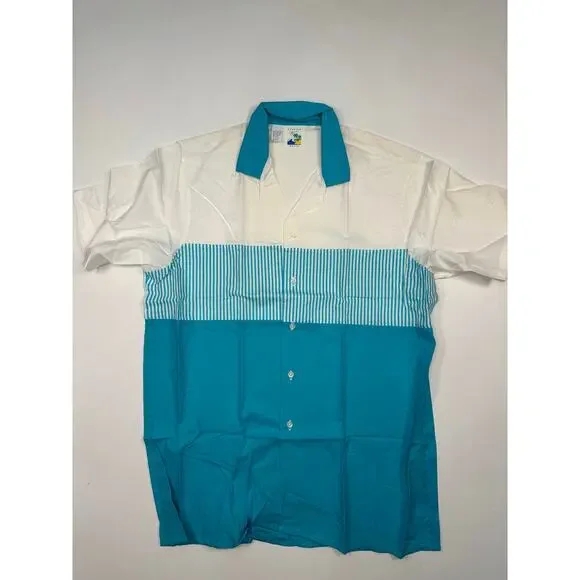 Vintage 1970’s Hampton Beach Men’s Swimwear Cotton Striped Shirt Size M