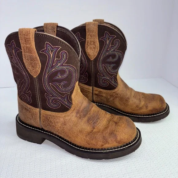 Ariat Leather Western Cowboy Boots Kids 6.5 B Style 10034020‎ Brown Big Kids