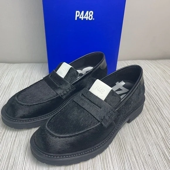 P448 Patrick Black Cow Hair Loafers Size 37
