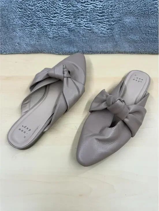 A New Day Taupe Slip On Bow Flats
