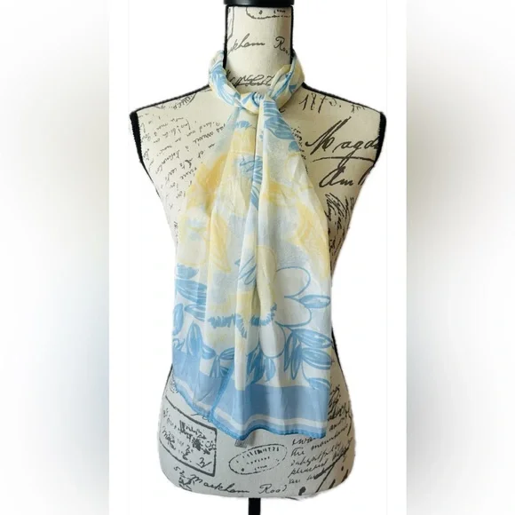 Vintage Evan Picone oblong Floral Art Silk Scarf 53” x 10”