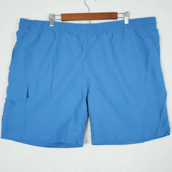 Eddie Bauer Swim Trunk Shorts Men's 2XL XXL Blue Travex Drawstring‎ Zip Pocket