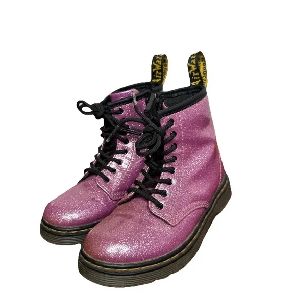 Dr Martens 1460 Glitter T Pink Lace-Up/Zip-Up Boots  Little Girls Youth‎ Sz 10C