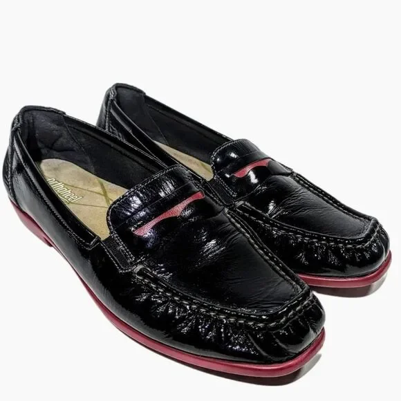 SAS Shoes Women's Penny J Slip On Penny Loafer Red on Black Sz 9.5