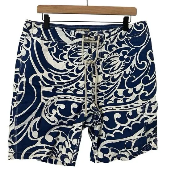 MEN'S SWIM TRUNKS: J.Crew The Original Longboard Solid Navy Surf Board Shorts 34