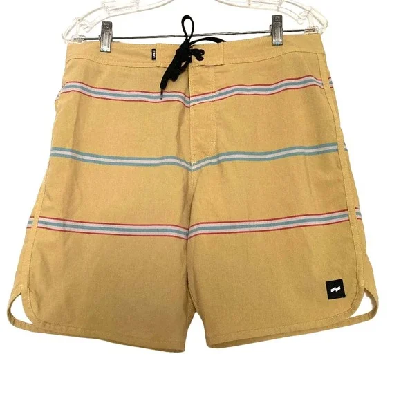 Banks Mens mustard yellow striped swimsuit size 31
