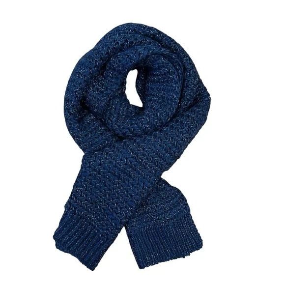 LOFT metallic blue chunky knit scarf